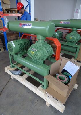 -0,1~-0,5kgf/cm2 Pressão, três lóbulos de pressão negativa raízes soprador, ferro fundido, azul, bomba de vácuo industrial, 5,5-22kW
