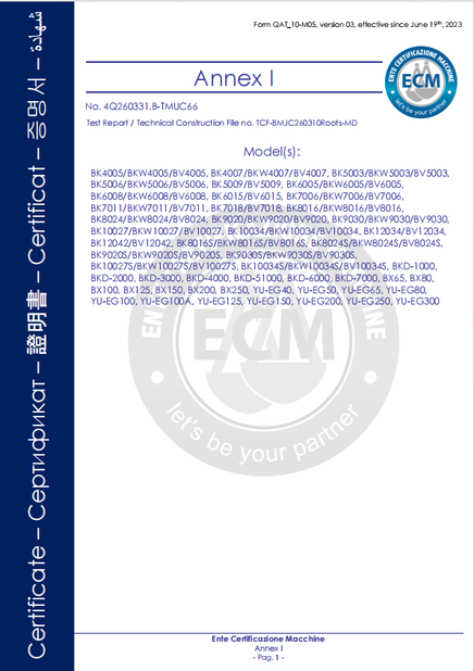 China B-Tohin Machine (Jiangsu) Co., Ltd. Certificações